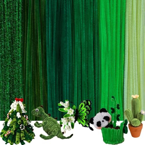 180 Pcs Pfeifenputzer zum Basteln,6 Verschiedene Grün Pfeifenreiniger Bunt | Gradientgrün,Pfeifenreiniger Grüne,Inklusive Pfeifenreiniger Glitzer,Chenilledraht,Pipe Cleaner für Kreative DIY