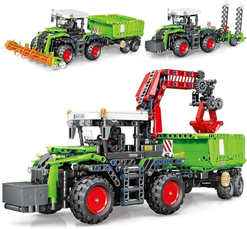 Toy Player 3 in 1 Traktor Harvester Klemmbausteine Bausteine,City Bauernhof LKW Spielzeug für Erwachsene Alter 1481 Teile