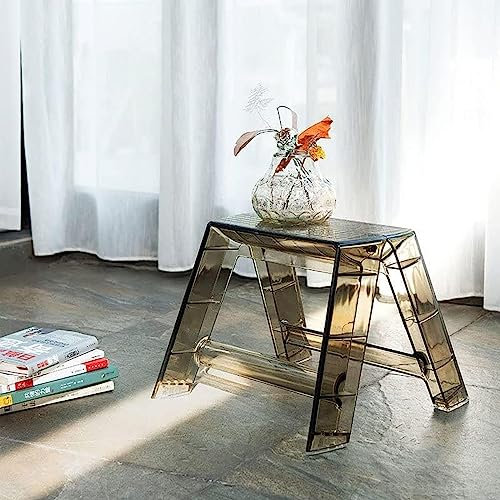 Klappbare tragbare Trittleiter aus Acryl, 1 Stufe, für Erwachsene – transparenter Hocker, für drinnen und draußen, klein, faltbar, Chaie – perfekt für Bibliothek, Küche