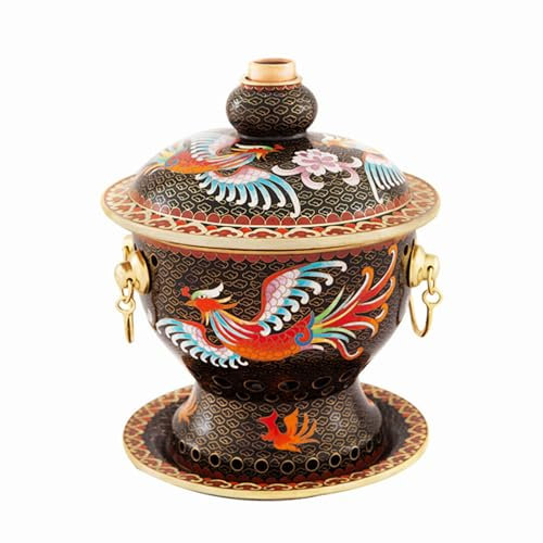 OYWEHECE Single Person Small Copper Pot Old Beijing Small Fat Cow Hot Pot Chinese Traditional Cloisonne Hot Pot Commercial Alcohol Shares Red Copper Hot Pot,16cm