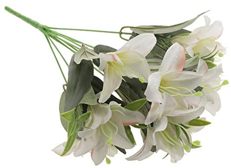 Cabilock Bouquet De Lys Artificiel Réaliste Fausse Fleur en Soie Facile À Nettoyer Décoration pour La Maison Ou Le Bureau