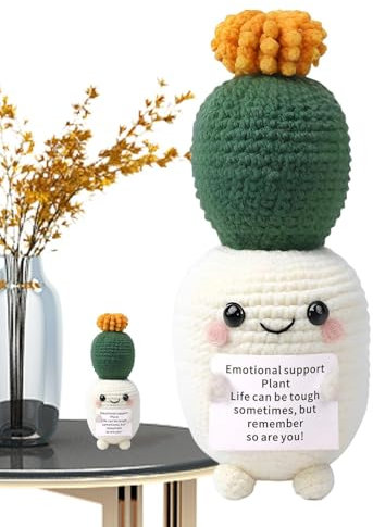 Cactus émotionnel au crochet | succulentes faites à la main en pot, de vie émotionnelle positive, ornements en pot de cactus au crochet pour la famille, les collègues, les