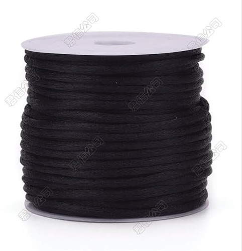 PH PandaHall 120m 2mm Filo Nylon Cordoncino Filo di Nylon per Perline, 12 Rullo Nero Filo Nylon per Bracciali Macrame Filo Intrecciato per Braccialetti Gioielli Artigianato