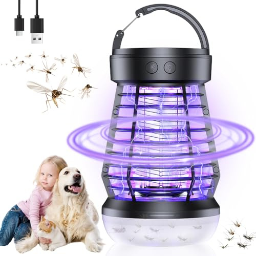 KUWUNG Mosquito Killer Lamp, 2000mAh Fly Zapper Outdoor Indoor with LED Light, Rechargeable Electric Fly Killer Catcher, Plug in Mosquito Killer for Patio Yard