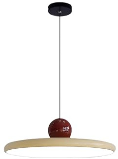 S-Cevada Moderne 40cm LED Pendelleuchte Dimmbar Vintage Metall Hängeleuchte mit Farbiger Fassung für Schlafzimmer Kücheninsel Wohnzimmer Flur Esszimmer (Rot+Beige)