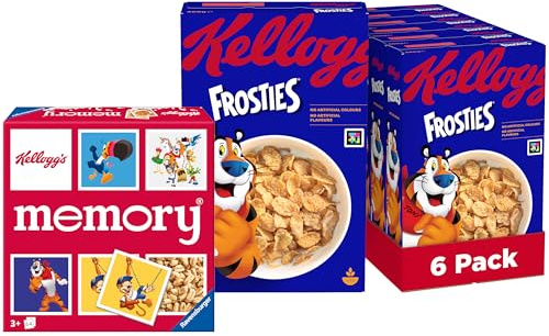 Kellogg’s Frosties (6 x 400 g) + lustiges Memory Spiel – knusprige Cornflakes aus Mais mit leckerem Frosting – Frühstückscerealien ohne künstliche Farb- und Aromastoffe