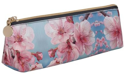 KAPPTYY Trousse à crayons à grande ouverture, légère et spacieuse avec fermeture éclair Motif fleurs de cerisier japonais, blanc, Taille unique, Organiseur de sac