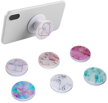 SSKHE Premium Poignées de Téléphone Multifonctionnel 360 ° Rotation Marbre Extensible Base et Poignée Pliable et Rétractable Téléphone Portable Anneau Poignées pour Smartphones et Tablettes (6 pcs)