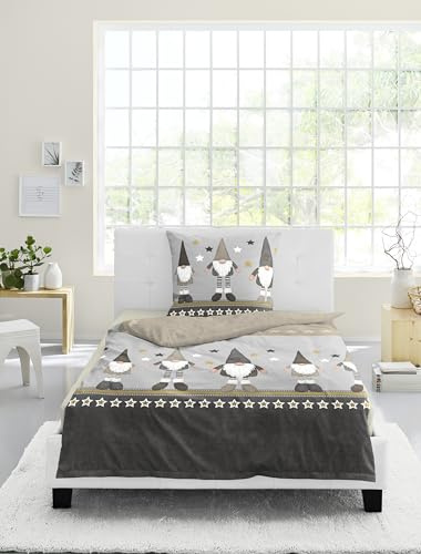 Bierbaum Ropa de Cama 4104, Franela Fina, diseñada en Alemania, Color Natural 80, 135 x 200 + 80 x 80 cm