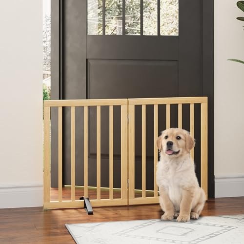 Rejilla para perros para puertas, plegable, para interior, 6 paneles (natural)