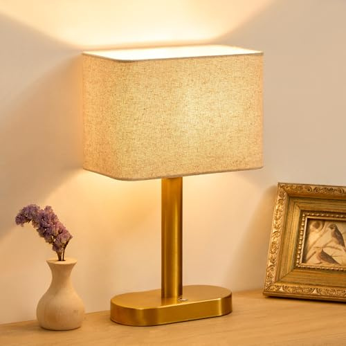 SAIWEYA 5200mAh Dimmable Cordless Touch Lamp, 32cm Battery Operated Rechargeable Nightstand Table Lamp, Stepless Dimming Modern Bedside Lamp with Fabric Shade, 3000K for Living Room, Dining