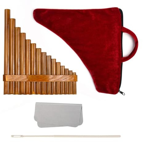 Panflöte Für Erwachsene 15 Pfeifen Panflöte F Tonart Holzblasinstrument Mit Glatter Oberfläche Und Kompakter Größe Aus Bambus(Left Hand)