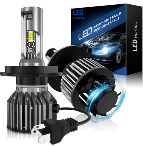 AUXIRACER H4 LED, 30000LM 6500K Blanco 120W, Bombilla LED H4 600% Brillante, Plug and Play, Mini Formato 1:1, 12V Lámpara para Faros de Coche y Moto, 2 Piezas