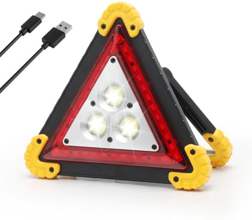Triangle de signalisation LED voiture, design pliable, étanche IP65, 4 modes lumineux, triangle de sécurité LED pour panne, accident, réparation auto, camion, atelier, camping et sécurité routière