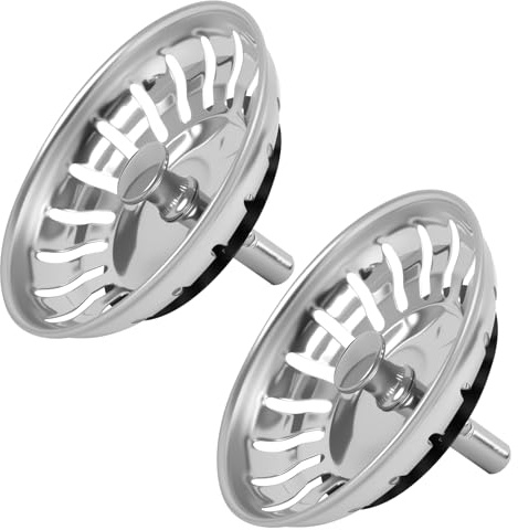 2PCS Bouchon Évier Cuisine Filtre, 82 mm avec Goupille Réglable, Inoxydable, Bonde Évier Universelle, Filtre Antibouchon pour Lavabo, Compatible Lave-Vaisselle, Grille Évier Cuisine