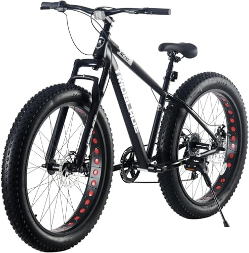 LSLIFE 26 Fat Tire Mountainbike für Erwachsene 7 Geschwindigkeit Snow Bike All-Terrain Voll Federung Mountainbike mit Doppelscheibenbremse 17 Zoll Rahmen Fahrrad für Männer Frauen
