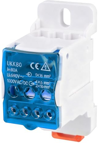 Bornier UKK-80A 690V Boîte de Jonction Répartiteur Electrique Bornier Rail | Din avec Couvercle de Protection pour Armoires de Distributio Armoires Haute Tension,bleu