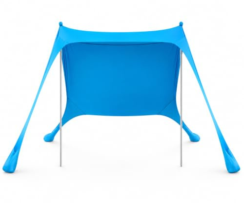 Tenda da Spiaggia 210x210x190 cm, Tenda Parasole con Tessuto Elasticizzato Lycra 180g, Riparo da Sole Antivento con Palo in Acciaio 22 mm, per Mare, Campeggio, Giardino e Picnic