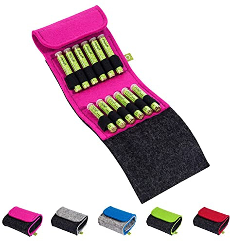 Homöopathische Taschenapotheke, Globuli-Tasche zum Buch Homöopathie (GU Großer Kompass Gesundheit) von Sven Sommer, gefüllt mit 12 Globuli-Röhrchen (Glas), handgemacht aus echtem Filz (pink)