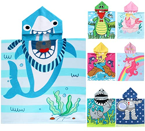 NovForth Kids Beach Towel for Boys Girls, Hooded Bath Towel Wrap, Toddler Pool Towel with Hood