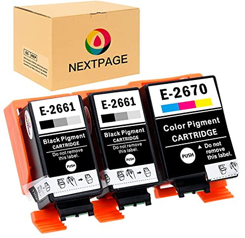Nextpage T266 T2661 Kompatible für Epson T2661 T2670 T266 2661 266 Black für Epson WF-100W WF-110W Workforce Drucker wf 110 patronen (2 Schwarz,1 dreifarbig)