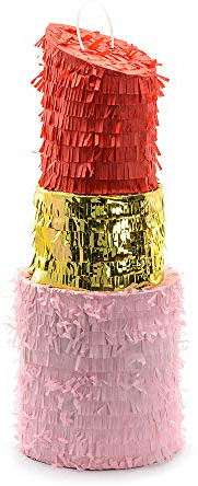 Piniata Lippenstift zum Befüllen – Schminke Pinata für Mädchen & Frauen, Partyspiel Geburtstag, Junggesellinnenabschied, Beauty Motto Party, 20 x 54 cm