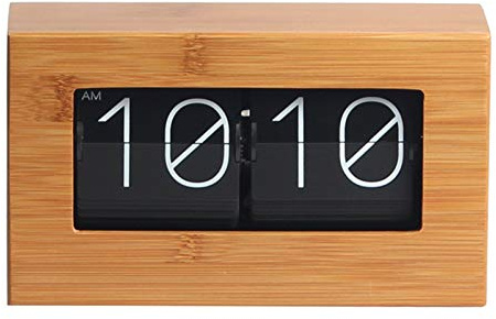 DYJD Natürliche Bambus-Flip-Uhr, Retro-Flip-Down-Uhr Home Decor Tischuhr Digitaluhren für Home Office Wohnzimmer, Medium