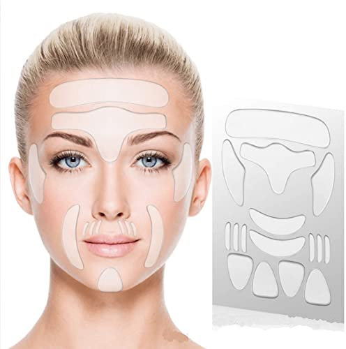 16pcs cuscinetti in silicone antirughe viso adesivo lifting rimozione rughe patch rassodanti strizzacervelli pelle patch riutilizzabili anti rughe, per gli occhi anteriori guance collo petto