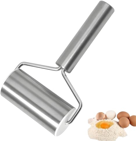 Rodillo de Amasar con Mango Rodillo para Hornear Pizza Rodillo De Acero Rodillo Acero Inoxidable con Mango Rodillo de Acero Inoxidable Rodillo Cocina Amasar para Pasteles Pizza Galletas etc