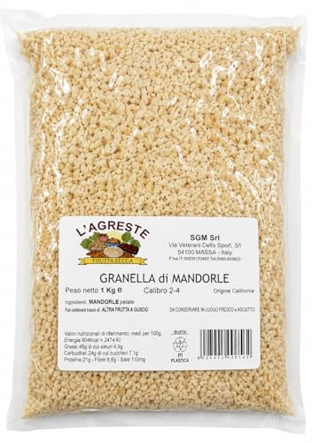 L'AGRESTE - GRANELLA DI MANDORLE PREMIUM 1 KG | MANDORLE TRITATE NATURALI | PERFETTE PER DOLCI, PASTICCERIA, YOGURT E COLAZIONE | FRUTTA SECCA CROCCANTE | CONFEZIONE SOTTOVUOTO