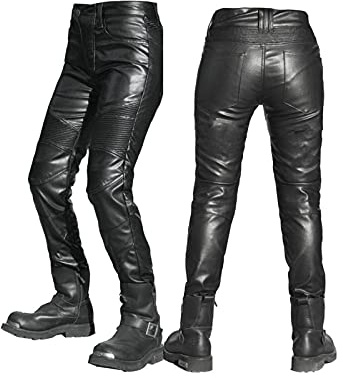 YXYECEIPENO Pantaloni in Pelle da Moto da Donna Pantaloni da Motociclista Impermeabili Protezione in Pelle A Tre Strati per Le Ginocchia Utilizzato per Le Corse Motociclistiche da Donna Anti-Caduta