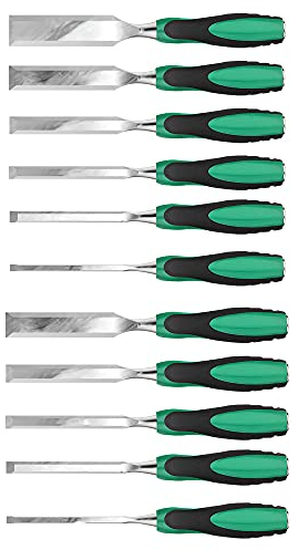 Stechbeitel Set 11 PCS Meißel-Set Kohlenstoffstahl Stechbeitel Set mit weichen Griffen Holzmeißel für die Holzschnitzerei Zimmerei Skulptur Rahmen Holzdreher Handwerk