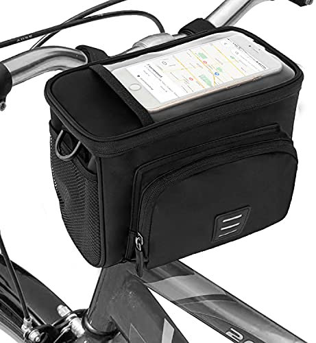 dujp Fahrrad-Lenkertasche, isolierte Vorderrad-Korbtasche, wasserdichte Kühltasche, Vordertasche mit Touchscreen, passend für Handys unter 16,5 cm