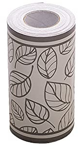 Darwery Gray Leaves PVC Self Adhesive Wallpaper Stick Wall Borders Waterproof Stickers for Bathroom Kitchen 10 Meters