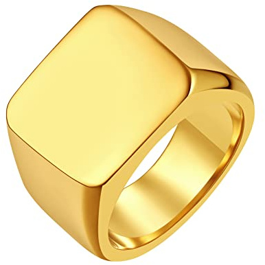 FindChic Siegelring Herren Personalisierte Edelstahl Ringe im quadratischen Stil deales Erinnerungsgeschenk für Mann