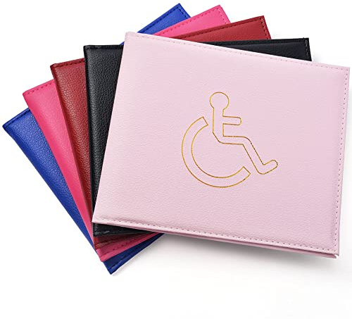 Vicloon ID-hållare och timer för funktionshindrade, pu-lädermärkeshållare för ID-hållare, korthållare för funktionshindrade personer med hologram, rosa, Klassisk
