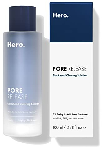 Hero Cosmetics Pore Release Blackhead Clearing Solution, Exfoliating 2% Salicylic Acid Toner Featuring AHA, BHA, and PHA, Blackhead Remover Toner, 100 ml