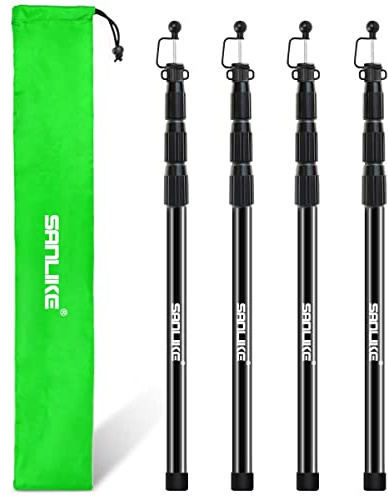 Tent Poles for Tarp, 8.2' Fiberglass Tarp Poles Set of 4, Tent Poles Replacement, Telescoping Pole, Canopy Poles, Camping Poles for Rooftop Tents, Trekking Pole Tent for Rain Fly, Camper, Awning