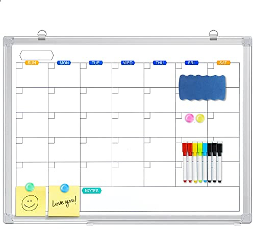 maxtek Whiteboard Calendar, 60 x 45 cm Magnetic Monthly Planner Whiteboard Calendar for wall, Dry Erase Planner Board for Home, Kitchen, Office