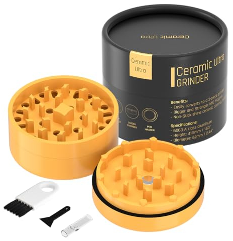 ULTRA KERAMIC grinder Professionell | Mühle HI-TECH Nano Keramik Antihaftbeschichtung | System mit dreifachem Neodym N52 Magnet | Crusher Ø62mm der neuesten Generation | grinder groß Kräutermühle