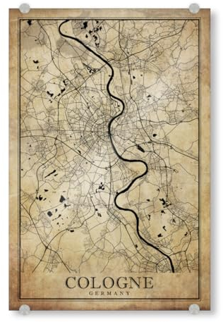 artboxONE Acrylglasbild 30x20 cm Städte/Köln Köln Vintage Stadtplan - Bild köln köln köln City