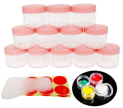 Wopanxye 12 st 20 gram tomma reseprovburk, 20 g mini kosmetiska behållarburkar, 20 ml liten rund kruka med rosa skruvlock, för makeup cream toning lotioner läppglans balsam skrubb ansiktsrengöring