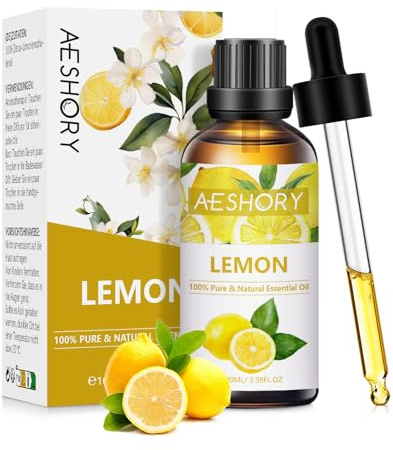 AESHORY Lemon Essential Oil 100ml, 100% Pure Natural Lemon Oil for Cleaning, Air Freshening, Diffuser, Humidifier, Aromatherapy, Home Fragrance, Soap & Candle Making