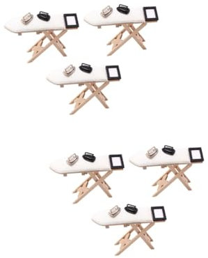 TOYANDONA 6 Piezas Mini Mesa de Planchar Muebles en Miniatura muñeca en Miniatura Home Decor decoração casa Mini Plancha Modelo de Tabla de Planchar de Hierro Mini Muebles de casa