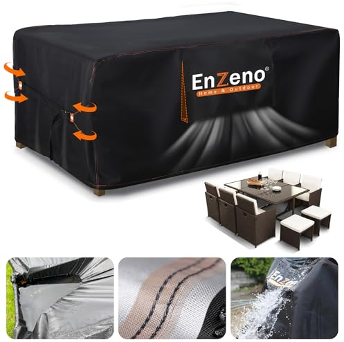 Enzeno Cubierta para muebles de jardín, impermeable, para muebles de jardín (negro, 180 x 90 x 74 cm)