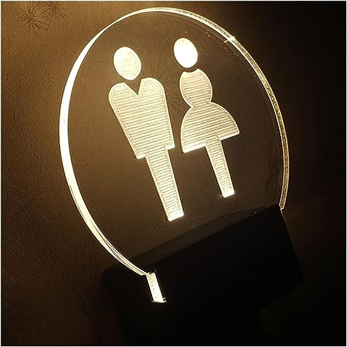 Toilettenschild aus Acryl für Herren- und Damentoiletten, ultrahelles LED-Toilettenschild, Toilettenschild zur Wandmontage, beleuchtetes Schild mit Randbeleuchtung für Herren- und