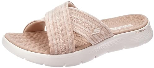 Skechers Women's Go Walk Flex Sandal Impressed Sandals/Thong Sandals, Taupe Textile, 6 UK