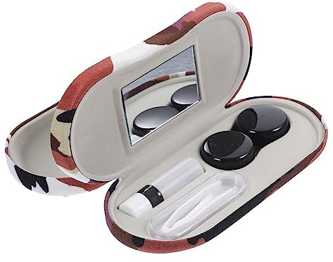 VALICLUD Brillenbox Aus Hartschale Für Damen Tragbare Kontaktlinsenbox Mit Integriertem Spiegel Auslaufsicherer Linsenhalter Für Reisen Und Outdoor Geeignet Für Mehrere Brillen Und Linsen