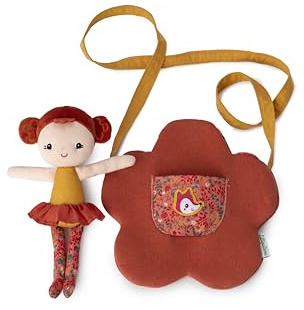 LILLIPUTIENS - Borsa per Bambini + Bambola Inclusa - La mia Prima Borsa a Tracolla - A Forma di Fiore - Sviluppa l'immaginazione - Dimensioni 22x26 cm - da 18 Mesi