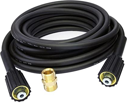 10m Expandable Garden Hose,1/4 High Pressure Reinforced Braided Hose for Washer Hose, M22 Male Coupling, 180Bar MAX Working Pressure, 2610PSI